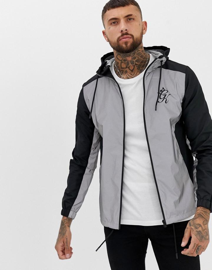 Gym King Hooded Reflective Windbreaker Jacket - Black