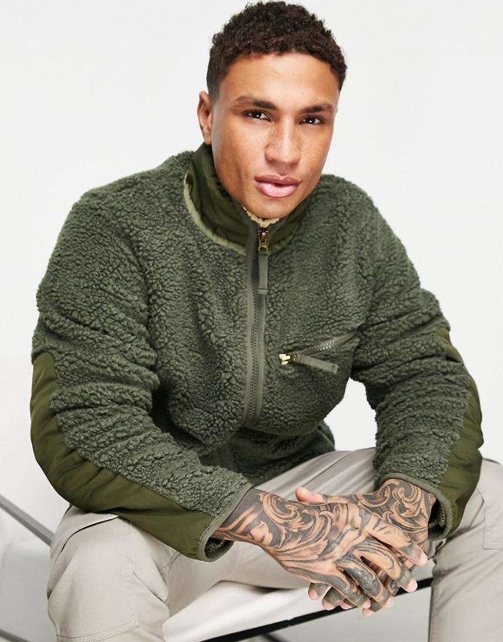 Stan Ray Sherpa Fleece Jacket In Khaki-green