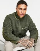 Stan Ray Sherpa Fleece Jacket In Khaki-green