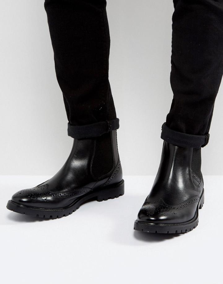 Base London Siege Leather Lace Up Boots In Black - Black