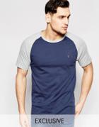 Farah T-shirt With Contrast Reglan Sleeves Slim Fit Exclusive - Navy