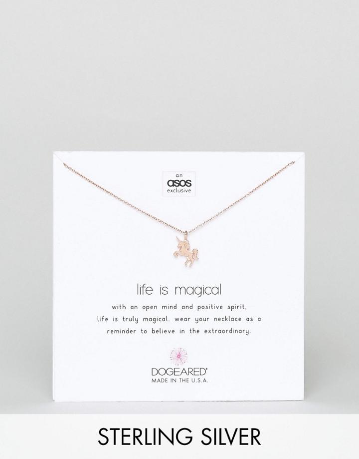 Dogeared X Asos Exclusive Rose Gold Plated Life Is Magical Unicorn Necklace - Gold