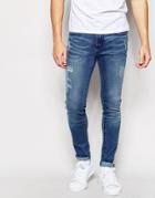 Waven Jeans Erling Spray On Super Skinny Fit Trailer Blue Distressed - Trailer Blue