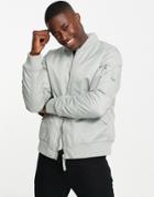 Topman Ma1 Padded Bomber Jacket In Sage-green