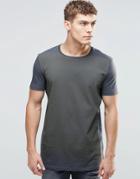 Asos Longline T-shirt With Gradient Box And Text Print - Washed Black