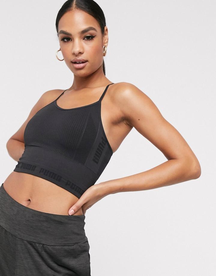 Puma Seamless Crop Top In Black - Black