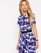 Asos Petite Tulip Dress In Crepe With Blurred Animal Print - Multi