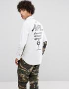 Aape By A Bathing Ape Shirt With Contrast Camo Print In Slim Fit - White