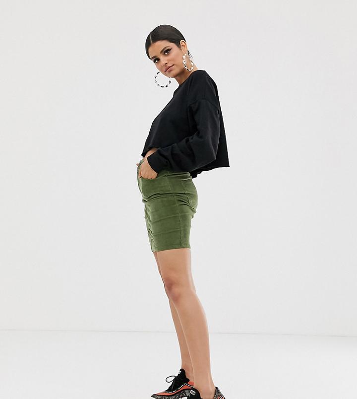 Noisy May Tall Cord Mini Skirt-green