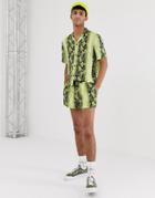 Jaded London Festival Two-piece Shorts In Yellow Snakeskin Print