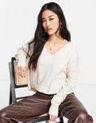 Cotton: On Vegetable Dye V Neck Sweater In Ecru-white