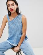 Sportmax Code Denim Raw Hem Top Co-ord - Navy