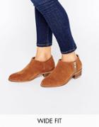 Asos Aldgate Wide Fit Leather Ankle Boots - Tan