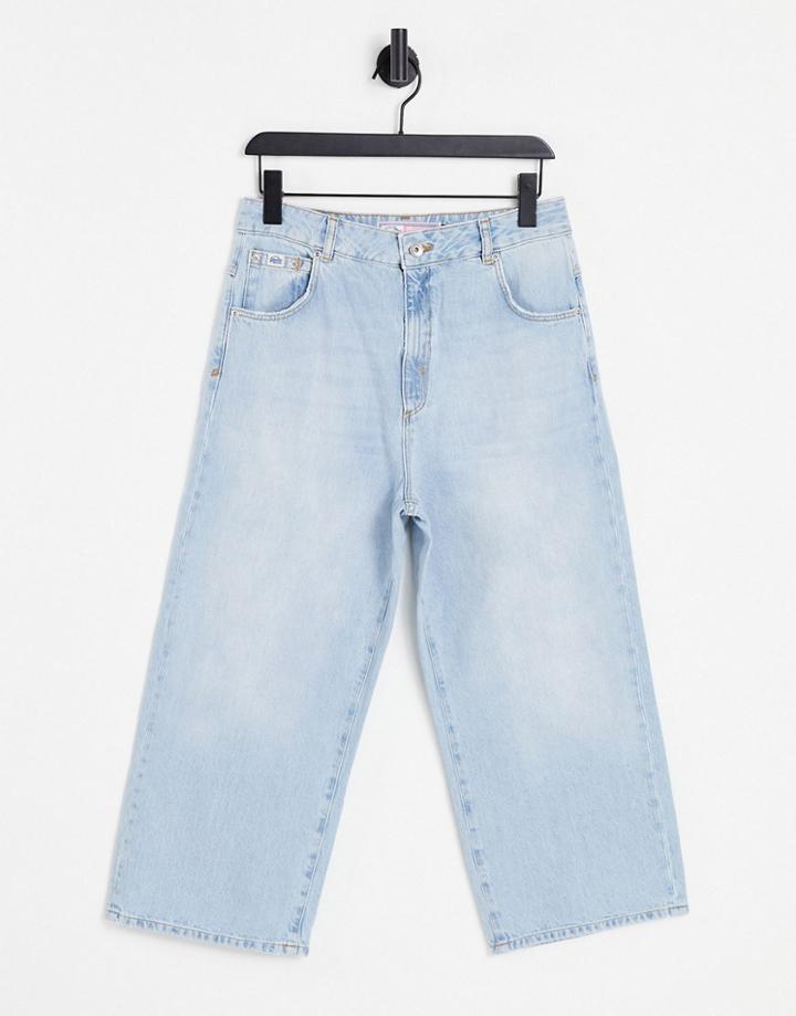Superdry Phoebe Wide Leg Jeans In Light Blue-blues