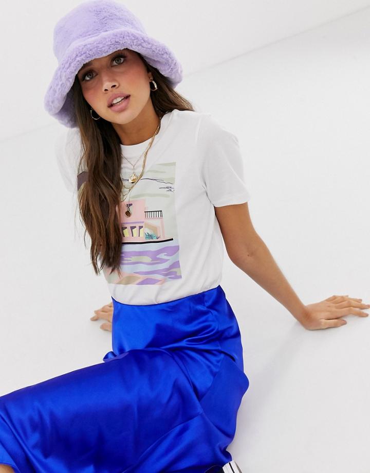 Asos Design Faux Fur Roll Back Bucket Hat - Purple