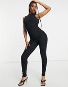 I Saw It First Ribbed Scoop Back Jumpsuit In Black