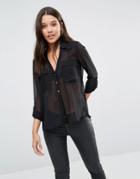 Fleur East By Lipsy Military Pocket Shirt - Black