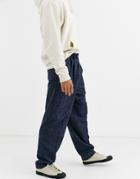 Asos Design High Waist Wide Leg Smart Pants In Blue Wool Mix-gray