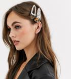 Reclaimed Vintage Inspired Hair Clip Two Pack In Tort And Pearl