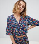 Reclaimed Vintage Inspired Revere Collar Shirt Two-piece In Floral Print - Blue