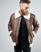 Alpha Industries Flight Jacket In Faux Leather In Regular Fit Brown -