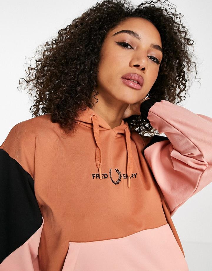 Fred Perry Color Block Hoodie In Orange - Part Of A Set