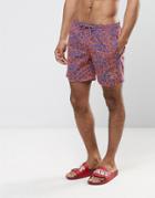 Napapijri Vail Swim Shorts Leaf Print In Orange - Red