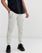 Bershka Cargo Pants With Chain Detail In Stone - White