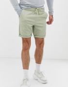 Asos Design Slim Chino Shorts With Elastic Waist In Light Green - Green