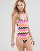 Seafolly Soundwave Zig Zag Swimsuit - Violet