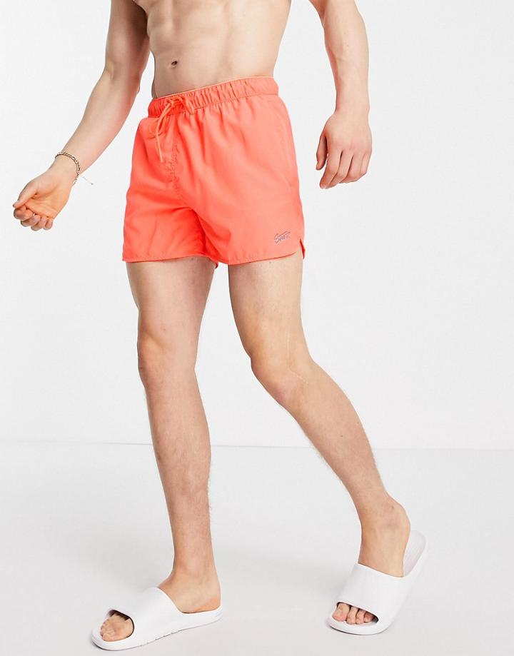 Pull & Bear Swim Shorts In Neon Orange