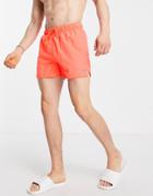 Pull & Bear Swim Shorts In Neon Orange