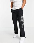Topman Relaxed Untld Nylon Sweatpants In Black
