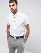 Asos Regular Fit Shirt In White With Button Down Collar And Contrast Buttons - White