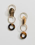 Asos Design Metal Puzzle Drop Earrings - Gold