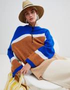 Weekday Stripe Panel Knit Sweater In Blue And Stripe - Blue