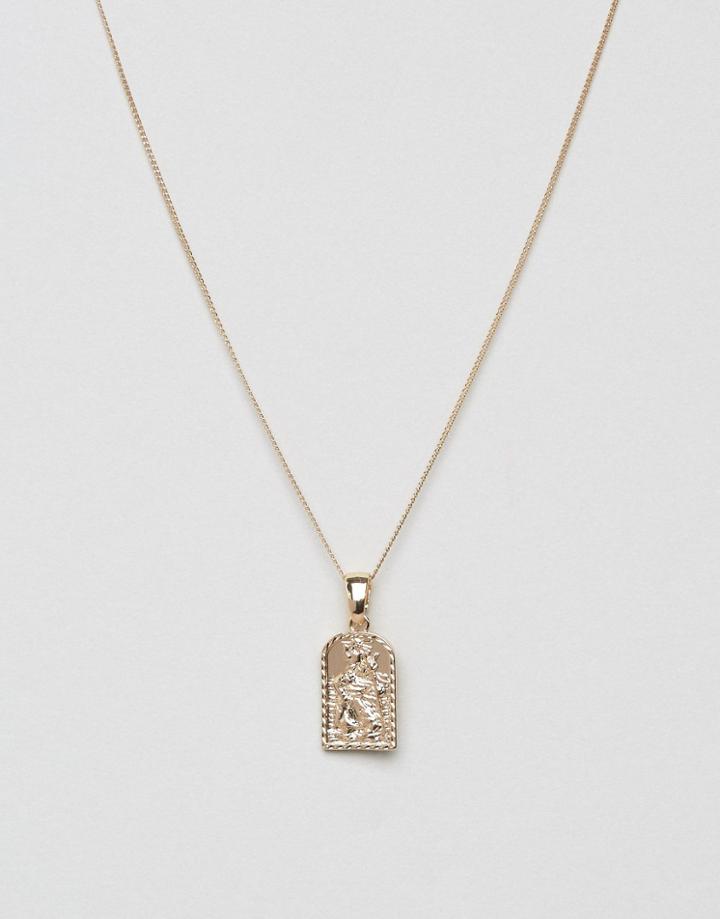 Chained & Able St. Christopher Mini Tag Necklace In Gold - Gold