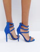 Missguided Blue Rounded Strap Barely There Sandals - Blue