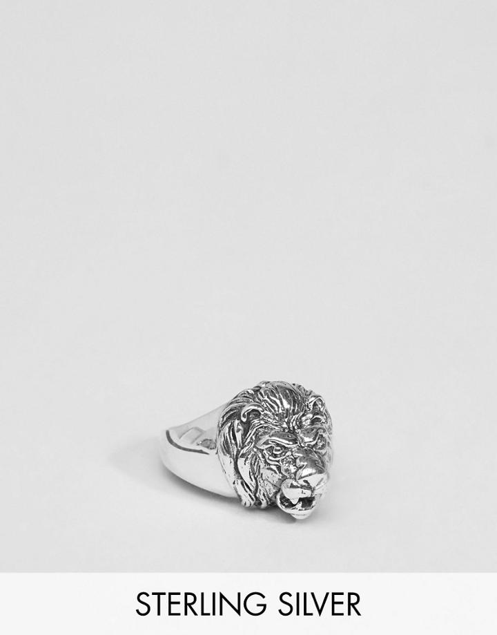 Asos Sterling Silver Lion Ring - Silver