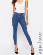 Asos Petite Ridley Skinny Jeans In Lilyanna Pretty Mid Stonewash - Blue