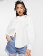 New Look Floral Collar Detail Shirt In White