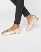 Truffle Low Heel Soft Loafer - Gold