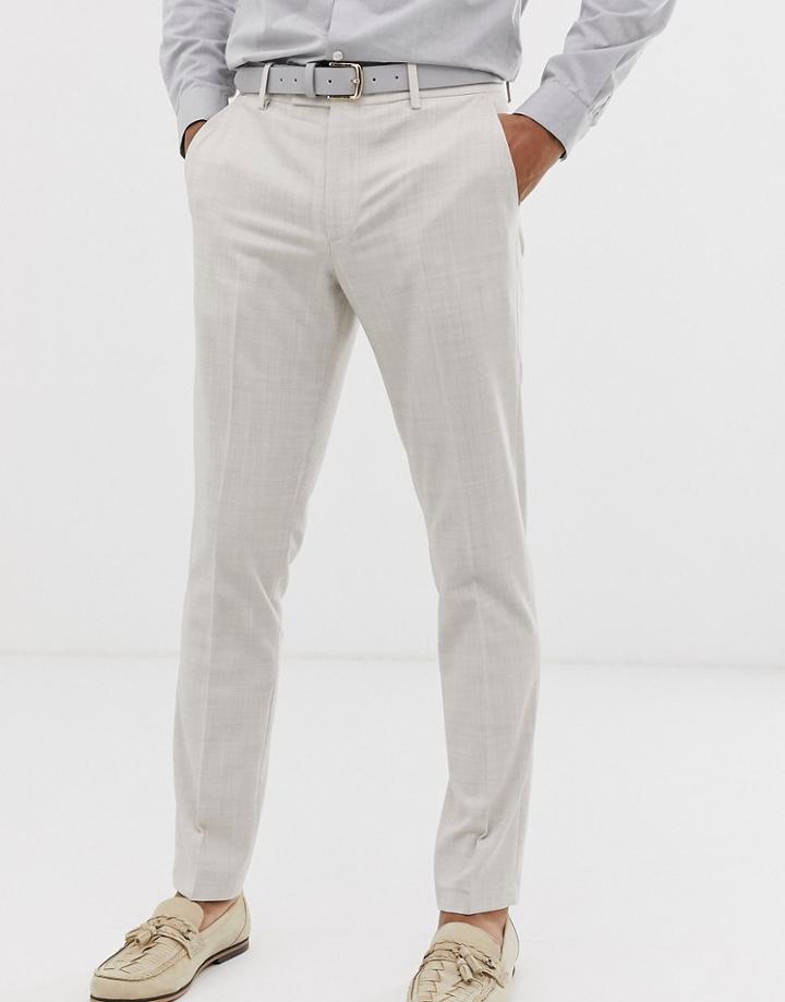 Asos Design Wedding Skinny Suit Pants In Taupe Cross Hatch-beige