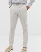 Asos Design Wedding Skinny Suit Pants In Taupe Cross Hatch-beige