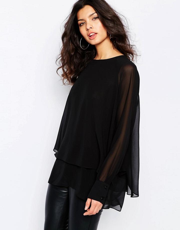 Y.a.s Vinc Double Layer Tunic Top - Black