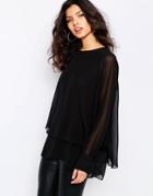 Y.a.s Vinc Double Layer Tunic Top - Black