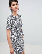 Asos Design Mini Dress With Wrap Skirt In Animal Print - Multi