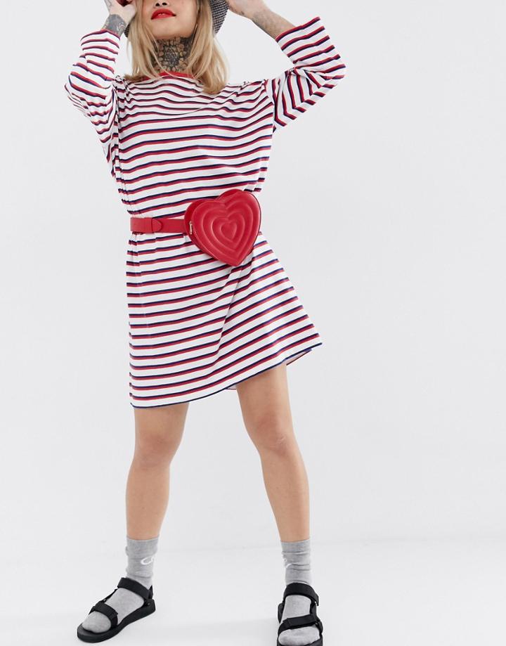 Monki Valentines Velvet Heart Shape Belt Bag In Red - Red