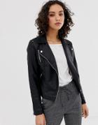 Only Faux Leather Biker Jacket-black