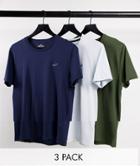 Hollister 3 Pack Icon Logo T-shirt In Navy/green/blue-multi